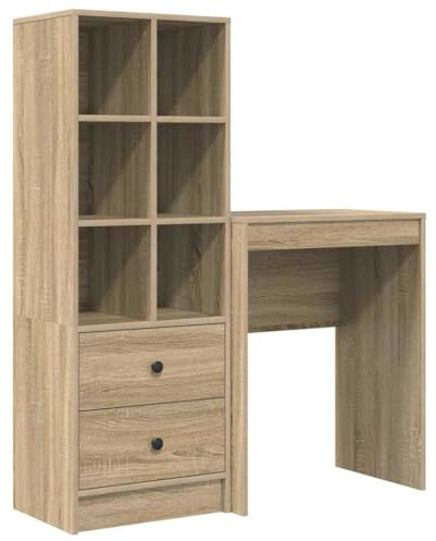 vidaXL Sonoma Oak and Engineered Wood Desk with Storage Space