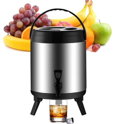 Zahoken Termo Dispensador De Bebidas Calientes Y Frías, Con Grifo Y Trípode Plegable, -30° A 150°C, Antigoteo Portátil, Cubo De Hielo Portátil Para Invierno, Verano, Hogar, Playa, Acampada, Viaje
