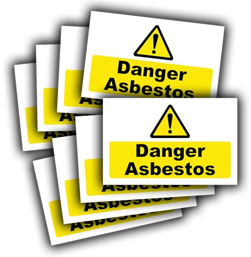 8 Pack - Danger Asbestos Stickers - Waterproof Vinyl Decals Labels - 80mm x 50mm