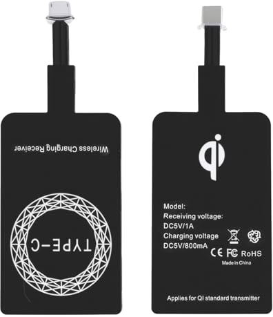 Wireless Charging Adapter, Qi Empfänger USB C zum Induktives Laden Nachrüsten, Ultra Dünner Kabelloser Ladeadapter, Adapter 5V 1A für Smartphones ohne Qi Funktion, für Samsung Galaxy A73/A53/A52