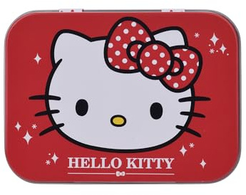 Home-Flair Kinder Pflaster-Box mit 24 bunten Motiv-Pflastern in Metalldose – Hautfreundlich & Wasserabweisend – Motive: Paw Patrol, Hello Kitty oder Glücksbärchis (Hello Kitty Rot, 2 Boxen)