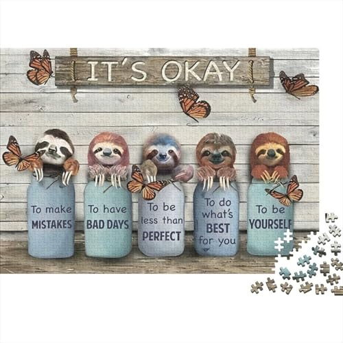 Sloth Positive Quotes 1000 Piece Jigsaw Puzzle Paper Adult Night View Puzzle Game for Family Focus Gift 52x38cm/1000pcs