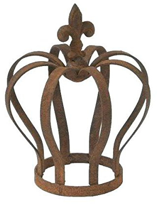 Mediumgroße Dekokrone/Metallkrone/Gartenkrone mit Bodenplatte - Rostoptik - Ø 13cm - Rost Figur Deko/Edelrost Dekoration - Windlicht & Gartendeko - Kleiner Übertopf/Kerzenhalter (Edelrost, Ø 13cm)