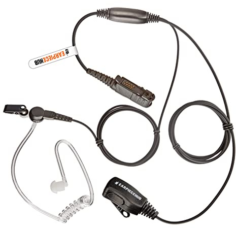 Earpiece Hub Oreillette pour radio Motorola Multi Pin DP2000, DP2400, DP2600, DEP550, DEP570, DP3441 - Blanc - Filaire - Intra-Auriculaire - Compatible avec les radios Motorola Multi Pin