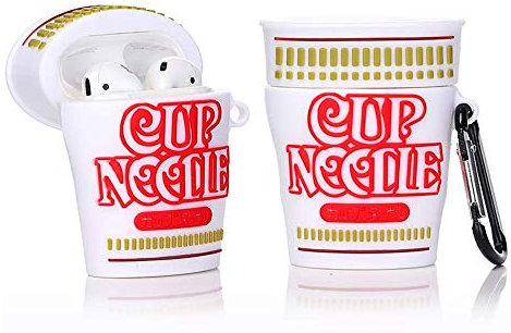 Derhom Silikon Niedliche Lustige Abdeckung Kompatibel mit Apple Airpods 1&2 [Getränkedose Serie] (Noodle Cup)