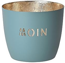 Gift Company Madras Windlicht M Moin aus Eisen in der Farbe Blau-Gold, Maße: 10cm x 10cm x 8,5cm, 1031004063