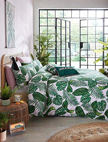 Skinny Dip Dominica Palm Tree Leaves Teal Green Cotton Blend Single Duvet Cover