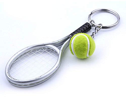 N-brand Pulabo - Llavero con diseño de raqueta de tenis (9 x 3,8 x 0,2 cm), color plateado