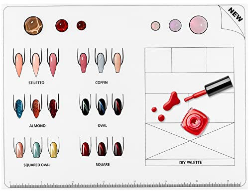 Nail Coloring Pad Nail Art Workspace Nail Decals Practice Mat Acrylic Nail Art Mat Nail Table for Nail Tech Nails Tools Acrylic Nail Template Mat Manicure Sheet Pad Silica Gel