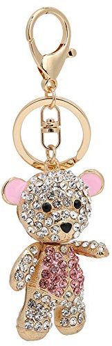 Porte Clé Femme, Charmant Porte-Clés en Cristals de Strass D'Ours, Pendentif de Charme de Porte-Clés Étincelant D'Ours Rose pour Le Sac à Main de Sac à Main de Fille de Femmes