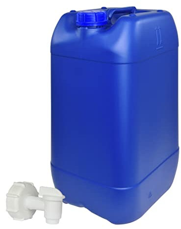 Garrafa con Grifo 25 litros Azul. Apta para uso alimentario. Boca ancha. Idónea como depósito de agua potable. Resistente a químicos. (1 Unidad).