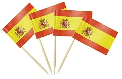 Bandera de España España Pequeña Bandera de Palillo de Dientes Decoración Mini Cupcake Toppers Cóctel Banderas de Comida Decoraciones (100 paquetes)