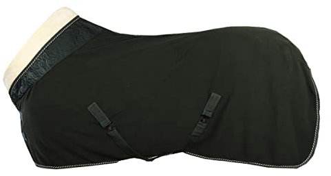 QHP Fleecedecke Abschwitzdecke Brilliance Kragen mit Wollimitat und Satin (125 cm, deep Forest)