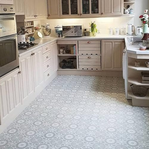 VINYL FLOORING UK Moroccan Tile Design Cushion Vinyl Flooring Roll Sheet Lino Kitchen Bathroom Floor - Tangier 1mx1m