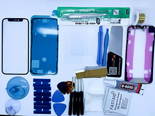 Front Glass, Screen Repair Kit for iPhone 12 Pro Max Frame, Oca Glue preintalled