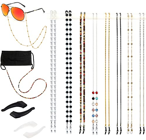 Damanse Eyeglass Chain,8 Pcs Eye Glasses Strap Holders around Neck For Women Stylish,Beaded Glasses Chain Sunglasses Mask Necklace Lanyard