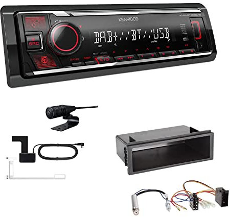 Kenwood KMM-BT408DAB 1-DIN Digital Media Receiver Autoradio DAB+ Bluetooth USB Einbauset passend für Volkswagen VW Bora und Bora Variant 1998-2004 schwarz