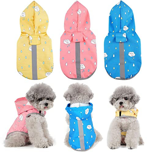 BPS Wasserdichte Regenjacke für Haustiere, Hunde, mit Kapuze, Tasche für kleine, mittelgroße und große Hunde, aus 100 % Polyester (M, Gelb 2) BPS-16664AM