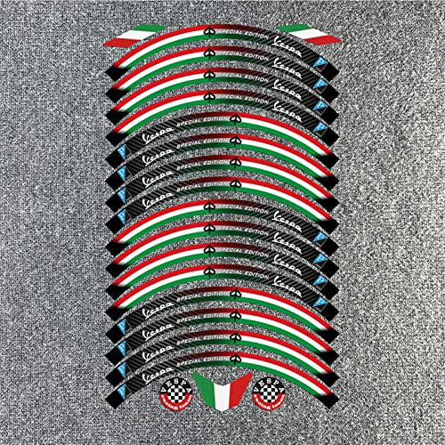 Felgenband Motorrad 12 Zoll Radnaben Aufkleber Logo Felge Reflektierender Aufkleber Für Piaggio VESPA GTS 300 SPRINT 150 Scooter(Color:A)