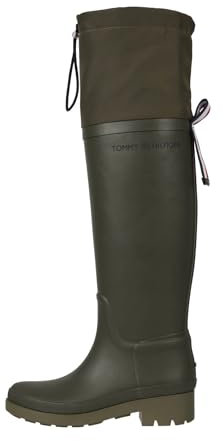 Tommy Hilfiger TH Overknee Rainboot FW0FW06778, Stivale da Pioggia Donna, Kaki (Army Green), 36 EU