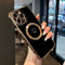 ZTOFERA Magnetic Case for iPhone 14 Pro Max Compatible with MagSafe, Flexible Soft Silicone Protective Phone Case with Cute Love Heart Pattern Golden Rim Shockproof Bumper Cover, Black