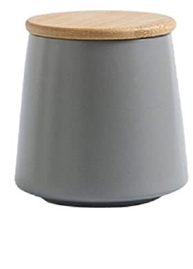 MAGICVOGEL 500 ml Storage Container Coffee Canister, Food Storage Container with Bamboo Lid, Biscuit Jar with Airtight Silicone Ring, Ceramic Storage Container for Coffee Beans, Spices, Snack (Grey)