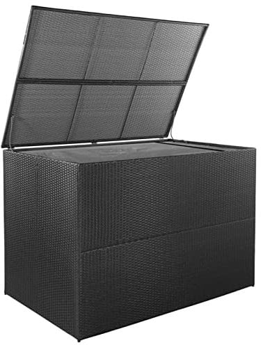 Keketa Gartenbox Auflagenbox Kissenbox Garten Gartentruhe Aufbewahrungsbox Kissentruhe Gartentruhe für Balkon Garten Terrasse Schwarz 150x100x100 cm Poly Rattan