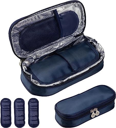 sinocare Insulin Kühltasche Reise mit 3 Kühlakku, Medikamententasche, Diabetiker Tasche, Insulin Pen Tasche, Wiederverwendbaren