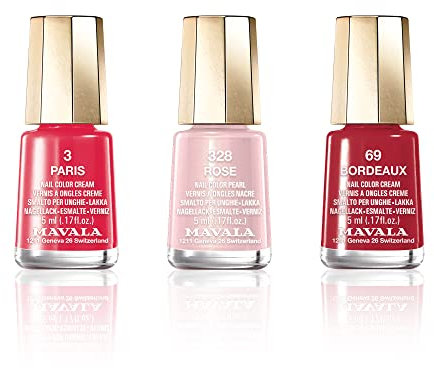 Mavala Trio Timeless Beauty – Nagellack – langer Halt – schnell trocknend – einfache Anwendung – vegane Formel – Mini Color's – 3 x 5 ml