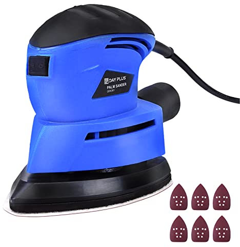 Electric Sander for Wood, 12000 RPM 130W Mouse Detail Sander with Dust Collection System for Home Decoration, Compact Multi-Sander with 6Pcs Sandpapers (80 & 120 & 240 Grits) for Furniture Finishing