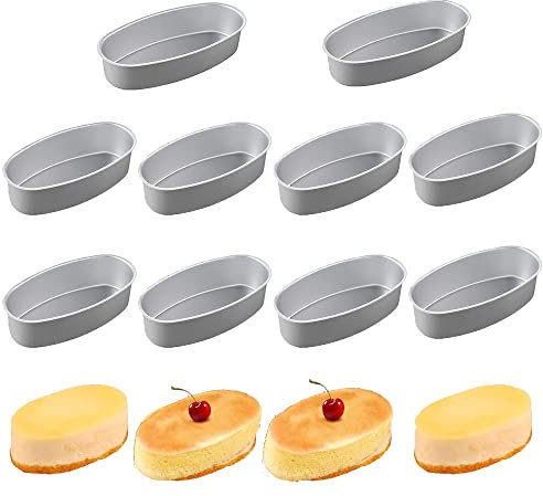 Smallterm 10 StüCk Oval Runder Aluminiumlegierung Tortenring Tower,Oval rund Kuchenform Tartelette Förmchen für Die Herstellung Von Mousse, Pie, Quiche