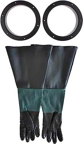 TINGSING 1 Pair Sandblasting Cabinet Gloves 23.6,Blast Protection, with 2 Glove Holders,Safety Work Gloves | Blast Protection, Safety Work Gloves