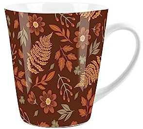 Purely Home Autumn Leaves Small Latte Mug - Ceramic Brown Cup Autumnal Leaf Tea/Coffee Present Gift