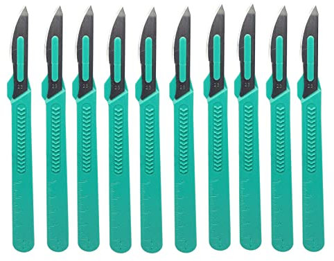 CLABMROEC Scalpel jetable stérile taille 23 bistouris medical pour le dermaplaning chirurgical,Pédicure,Couteaux et scalpels de laboratoire,paquet de 10