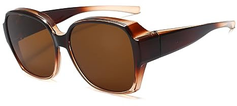 YAMEIZE Trendy Polarized Wear Over Sunglasses - For Men Women Vintage Anti Glare UV400 Protection Rectangle Wear Over Eyewear Driving