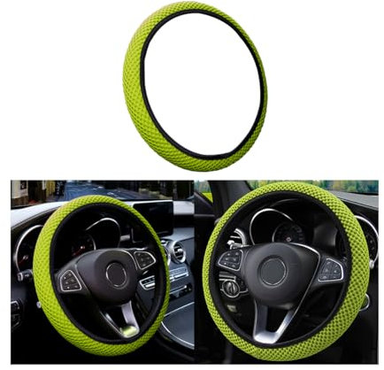 CGEAMDY Universeller Lenkradbezug für Auto, Durchmesser 37 – 38 cm, elastischer Lenkradbezug, atmungsaktive Mikrofaser aus Eisseide, rutschfest, geruchlos (Weiches Grün)