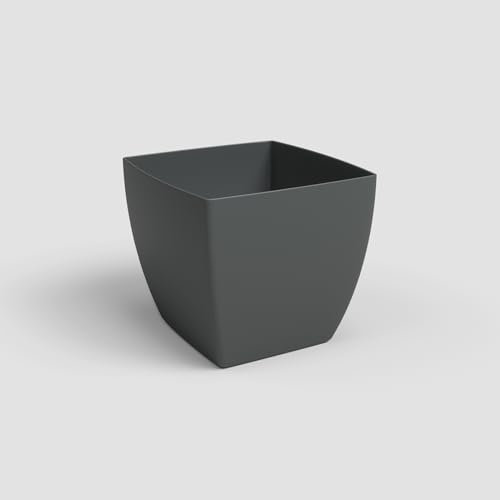 Artevasi Siena Pot - Maceta Cuadrada con Acabado Mate, plástico, 100% reciclable, 30 cm, Color Antracita