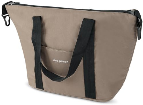 my junior® NOAX² Wickeltasche | große, praktische Tasche mit Schultergurt und Befestigungshaken am Griff für Deinen 2-in1-Kinderwagen NOAX² in Concrete Toffee