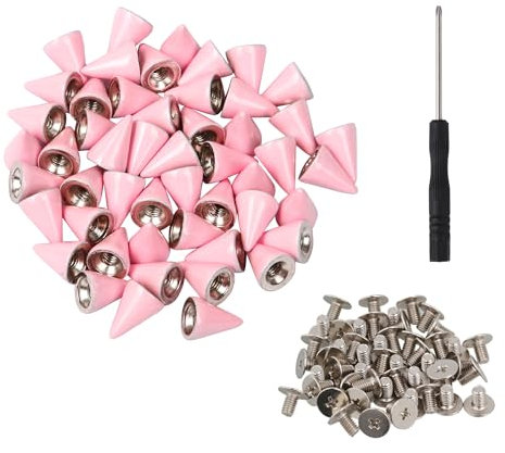 BQLZR 50 Stück Metallnieten Kegel Punk Spikes Punkte Nieten Schraubverschluss Punk Lederwaren DIY Pink