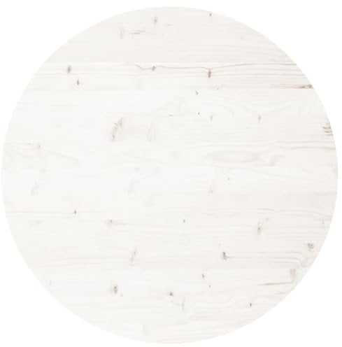 vidaXL Tischplatte, Holzplatte Holztischplatte Rund, Ersatzplatte Platte für Beistelltisch Couchtisch, Massivholztischplatte Esstischplatte, Weiß Ø70x3 cm Massivholz Kiefer
