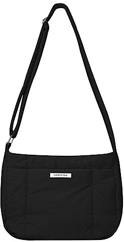 ARVALOLET Einfarbig Gesteppte Geldbörse Leichte Nylon Frauen Puffer Umhängetasche Weiche Weekender Tasche for Reisen Arbeit Shopper, Schwarz , 280*100*210mm/10.92*3.9*8.19in