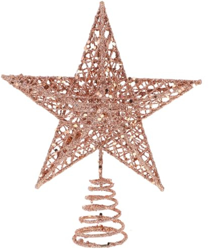 Gadpiparty Estrella del Árbol De Navidad Copa del Árbol De Oro Rosa Copa del Árbol Estrella Copa del Árbol De Estrella con Brillo De 5 Puntas Decoración De Mesa Navideña para Fiesta Navideña