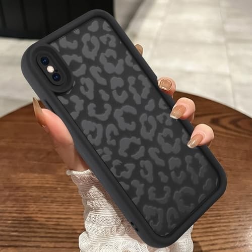 MOWIME Compatible with iPhone X/XS Case, Cheetah Print, Black