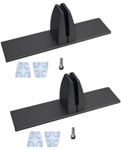 Paquete de 2 abrazaderas de partición de escritorio en forma de T, soporte de abrazadera de protección de estornudos de aleación de aluminio con base independiente para partición de 2 a 25 mm (negro)