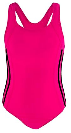 Costume da Bagno Intero con Volant per Bambine e Ragazze con Scollo a V e Incrocio Posteriore cod.2200 (14-16 Anni, 6645 Fucsia Fluo)