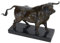 Bronze Figur Bulle Stier auf Marmorsockel Skulptur Tierfigur L: 42 cm -11311-