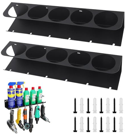 Estante De Almacenamiento Para Botellas De Spray, 2 Piezas Estante Para Latas De Montado En La Pared Y Organizador De Herramientas Eléctricas Soporte De Almacenamiento Accesorio De 5 Orificios