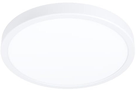 EGLO LED Deckenleuchte Fueva 5, Ø 28,5 cm, runde Deckenlampe mit Bewegungsmelder, Aufbaulampe aus Metall und Kunststoff in Weiß, Deckenbeleuchtung warmweiß