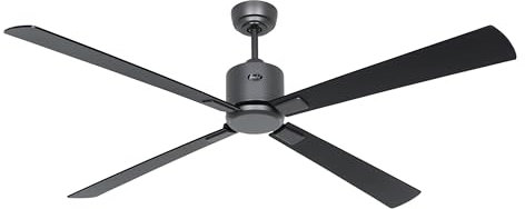 CasaFan Deckenventilator mit WLAN, ECO Neo III, 152 cm, 952303W, Basaltgrauer Motor, wendbare Flügel, Schwarz und Teakholz