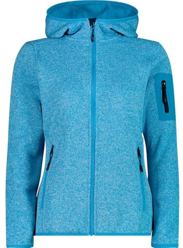 CMP Damen Giacca In Knit-tech Da Donna Con Cappuccio Fisso Jacke, Niagara-B. Blue, 3XL EU